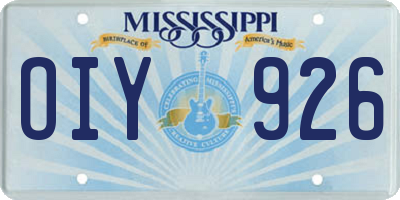 MS license plate OIY926