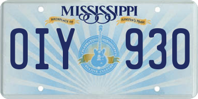 MS license plate OIY930