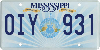 MS license plate OIY931
