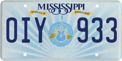 MS license plate OIY933
