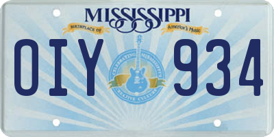 MS license plate OIY934