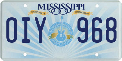 MS license plate OIY968