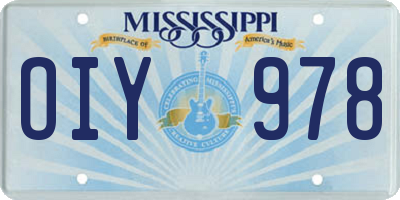 MS license plate OIY978