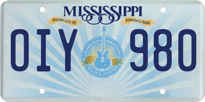 MS license plate OIY980