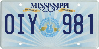 MS license plate OIY981