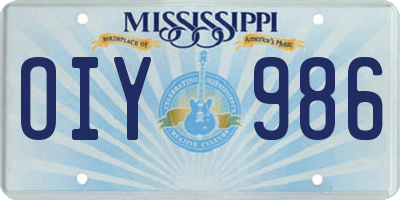 MS license plate OIY986