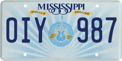 MS license plate OIY987