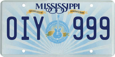 MS license plate OIY999