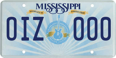 MS license plate OIZ000