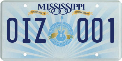 MS license plate OIZ001