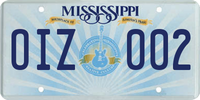 MS license plate OIZ002