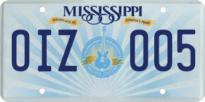 MS license plate OIZ005