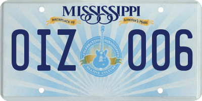 MS license plate OIZ006