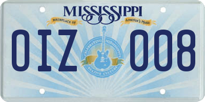 MS license plate OIZ008