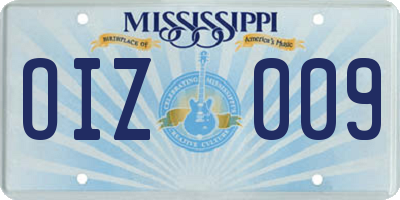 MS license plate OIZ009