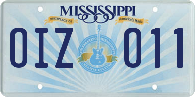 MS license plate OIZ011