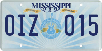 MS license plate OIZ015