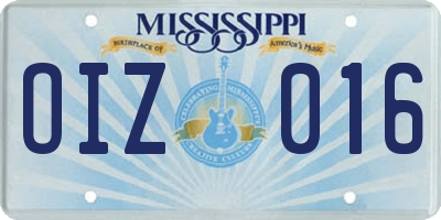 MS license plate OIZ016