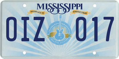 MS license plate OIZ017