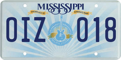 MS license plate OIZ018