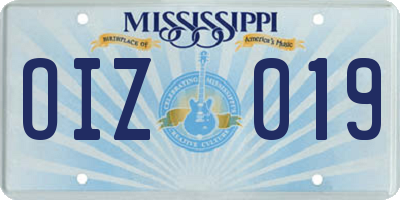 MS license plate OIZ019