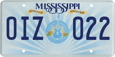MS license plate OIZ022