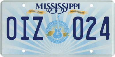 MS license plate OIZ024