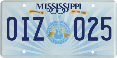 MS license plate OIZ025