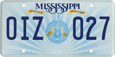 MS license plate OIZ027