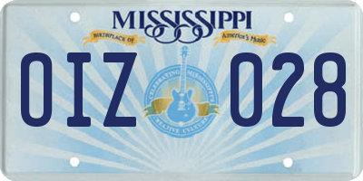 MS license plate OIZ028