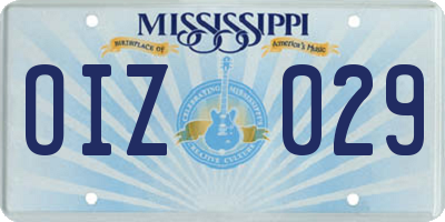 MS license plate OIZ029