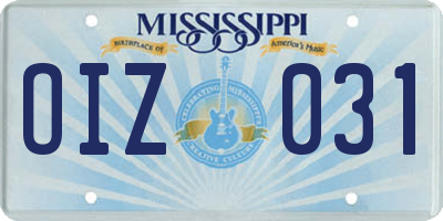 MS license plate OIZ031