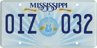 MS license plate OIZ032