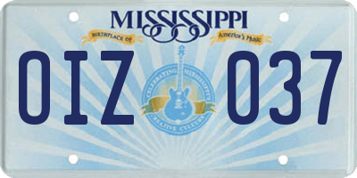 MS license plate OIZ037