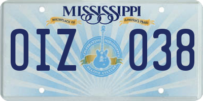 MS license plate OIZ038