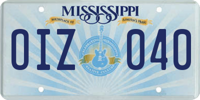 MS license plate OIZ040