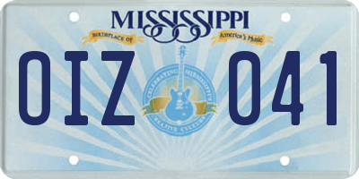MS license plate OIZ041