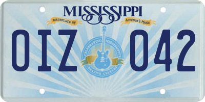 MS license plate OIZ042