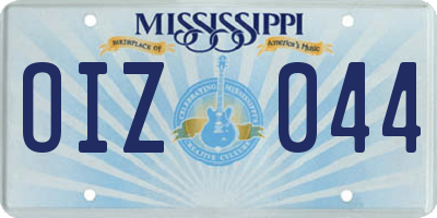 MS license plate OIZ044