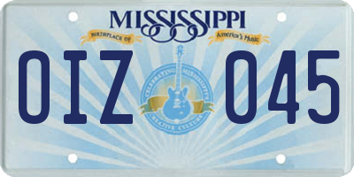 MS license plate OIZ045