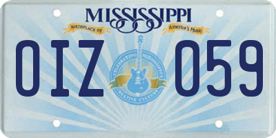 MS license plate OIZ059