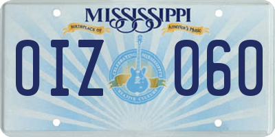 MS license plate OIZ060