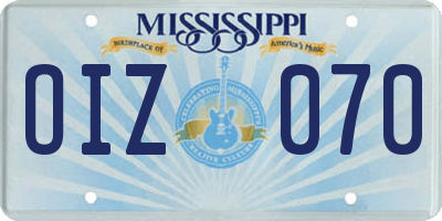 MS license plate OIZ070