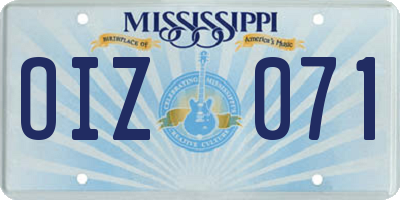 MS license plate OIZ071