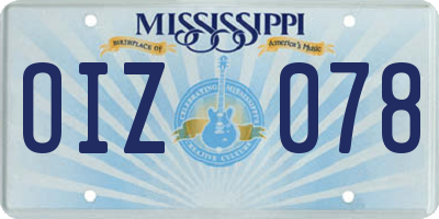 MS license plate OIZ078