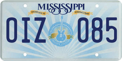 MS license plate OIZ085