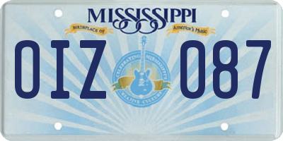 MS license plate OIZ087