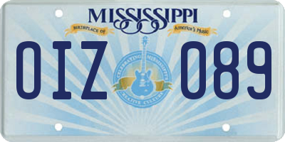MS license plate OIZ089