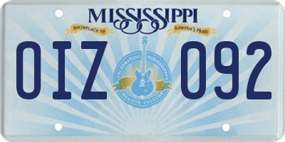 MS license plate OIZ092