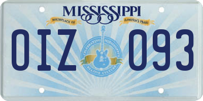 MS license plate OIZ093